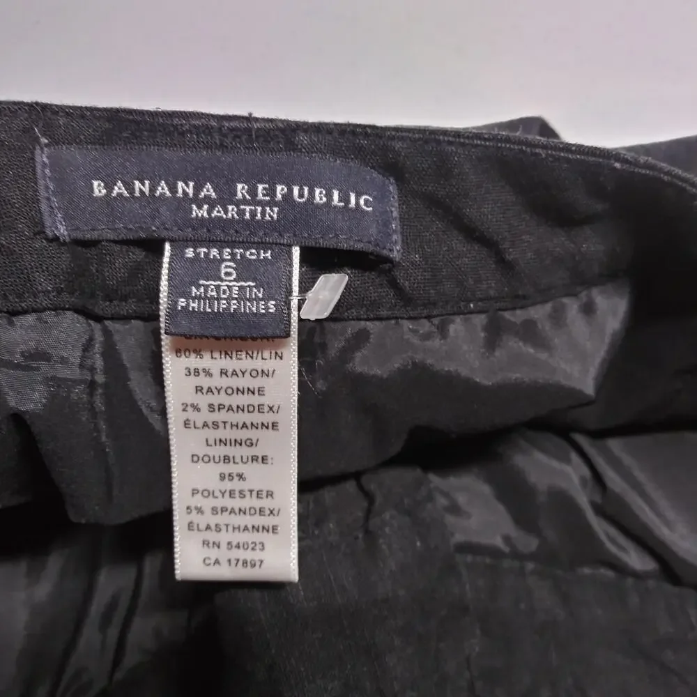 Banana Republic Martin Fit Linen Pants Charcoal Gray Size 6